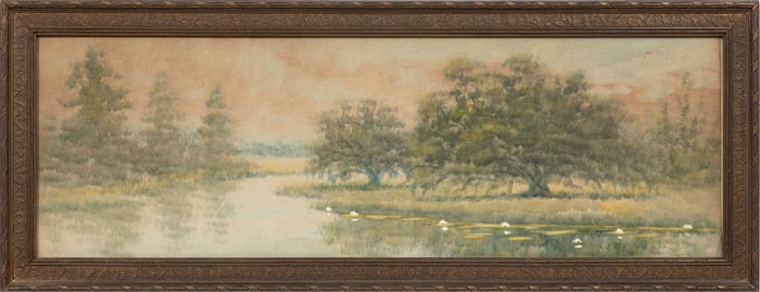 Alexander John Drysdale, American/Louisiana 1870-1934, ?Louisiana Bayou?, oil wash on board