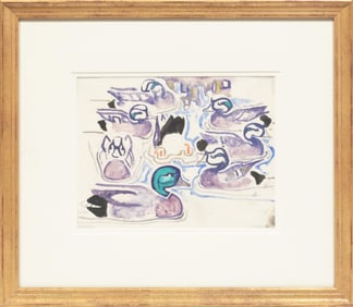 Walter Inglis Anderson, American/Mississippi 1903-1965, "Ducks at Rest and Feeding", watercolor and