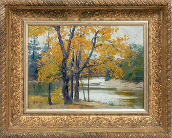 William Woodward, American/Louisiana 1859-1939, ?Autumn Riverside Biloxi Tchoutacabouffa River?, oil