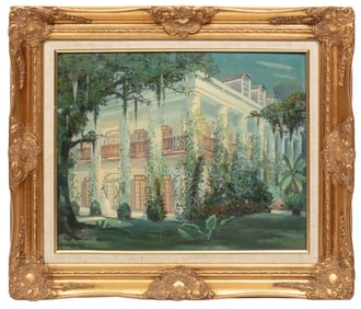 Clarence Millet, American/Louisiana 1897-1959, "Oak Alley Plantation, St. James Parish", oil on