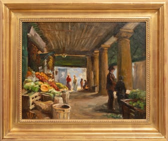 Attributed to Carel Lodewijk Dake II, Dutch 1886-1946, ?French Market, New Orleans?, oil on board