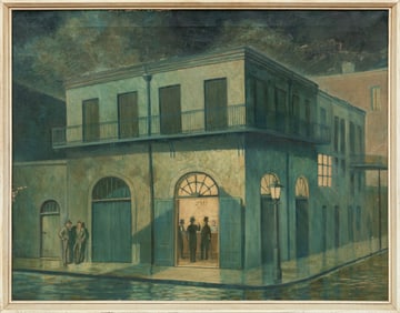 Louisiana School 20th c., "A Night in the French Quarter", oil on canvas