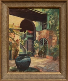 C. Bennette Moore, American/Louisiana 1879-1939, "Old Brulatour Courtyard", hand-enhanced photograph