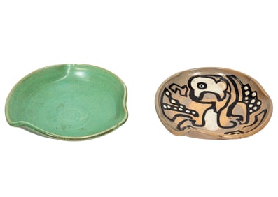 Two Shearwater Art Pottery "Shaken" Ashtrays or Dishes