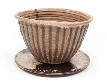 McCartys Pottery Pralines and Cream Plate and a Bean Pot