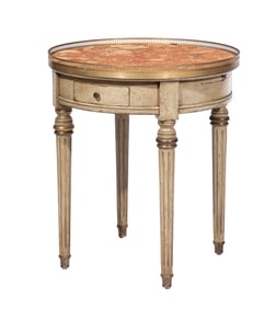 Louis XV-Style Gris Peinte Bouillotte Table