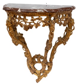French or Italian Carved Giltwood Console