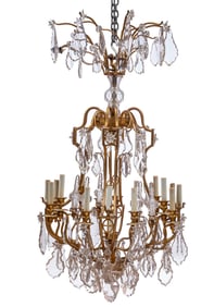 Louis XV-Style Gilt Metal and Cut-Crystal Twenty-One Light Chandelier