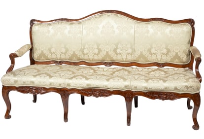 Rococo-Style Carved Walnut Settee