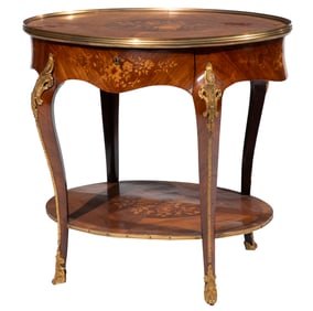 Louis XV-Style Bronze Mounted Marquetry Inlaid Kingwood Side Table