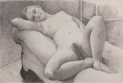 Jean Seidenberg, American/Louisiana 1930-2022, "? Courbet", graphite on Arches platine paper