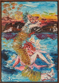 Peter Dean, German/American 1934-1993, "Birth", oil on canvas stretched on panel