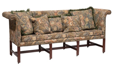 Fine Pair of Georgian-Style Carved Mahogany Settees