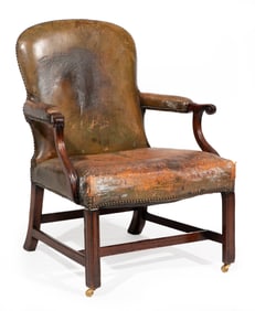Georgian III-Style Carved Mahogany Gainsborough Armchair
