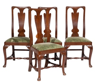 Set of Four George II-Style Carved Walnut Sidechairs