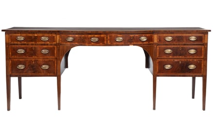 English Georgian Inlaid Satinwood Mahogany Sideboard