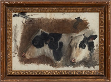 Achille Peretti, Italian/American 1853-1923, ?Study of Two Cows?, oil on canvas