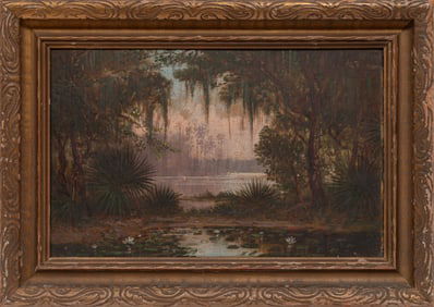 Charles Bullet, II, American/Florida 1860-1927, "Swamp Scene", oil on board