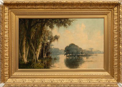 Joseph Rusling Meeker, American/Missouri 1827-1887, "Lake Maurepas, Louisiana?, oil on canvas