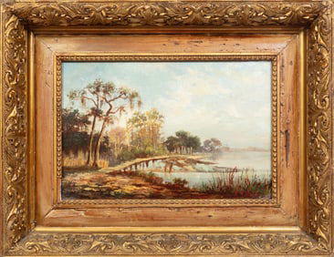 William Henry Buck, Norwegian/Louisiana 1840-1888, "Mississippi Sound", oil on board