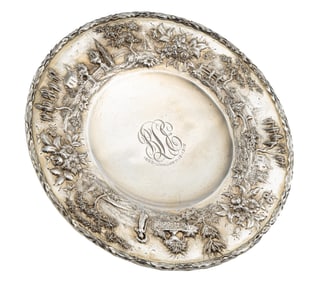 S. Kirk & Son Co. Sterling Silver Landscape Repousse Cake Plate