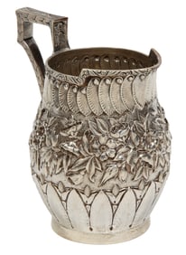 Antique American Sterling Silver Repousse Milk Pitcher