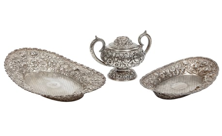 Good Baltimore Sterling Silver Repousse Bread Dish