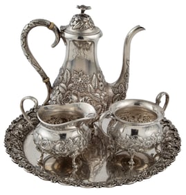 J.E. Caldwell & Co., Philadelphia, Sterling Silver Repousse After-Dinner Coffee Service