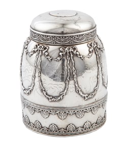 American Sterling Silver Biscuit Box with Yachting Trophy Presentation