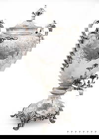 Late Georgian Sheffield Plate Hot Water Urn: Late Georgian Sheffield Plate Hot Water Urn,early 19th c., with presentation inscription "PRESENTED/To The Rev John Wood MA/MINISTER OF RIPLEY by the Members of His/CONGREGATION/1816", urn form with f