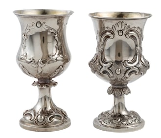 Two Victorian Sterling Silver Goblets