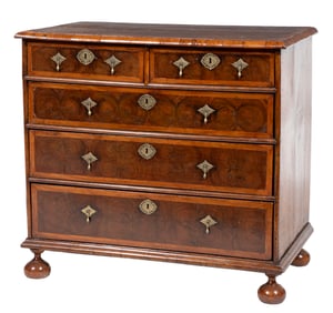 William and Mary-Style Inlaid Oyster Veneered Chest of Drawers