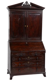 Fine Chippendale/ Early George III Carved Mahogany Bureau Bookcase