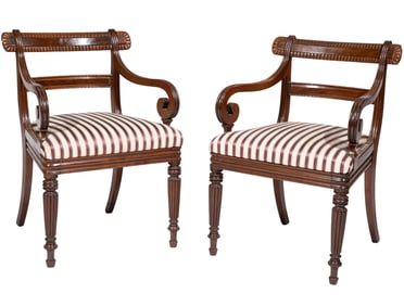 Pair of William IV Carved Mahogany Armchairs