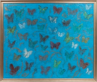 Hunt Slonem, American/Louisiana b. 1951, "Sevre Blue 2", oil on canvas