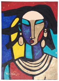 William Tolliver, American/Louisiana 1951-2000, ?Sheba?, acrylic on monotype on Arches paper