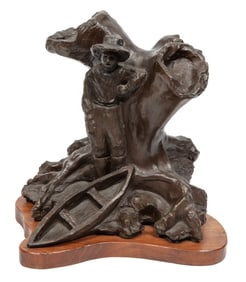 George Rodrigue, American/Louisiana 1944-2013, "Cajun Fisherman (Tee Coon)", patinated bronze