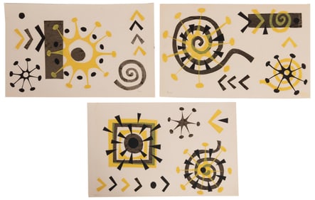 Andrew Bucci, American/Mississippi 1922-2014, "Yellow Abstract", "Yellow Abstract #2" and "Yellow
