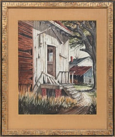 Emmitt Thames, American/Mississippi b. 1933, "Side Porch", watercolor on paper