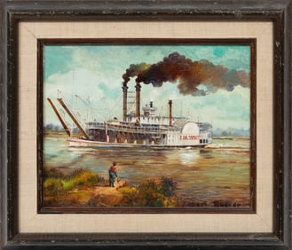 Robert Malcolm Rucker, American/Louisiana 1932-2001, ?Steamboat ?J.M. White??, oil on canvas