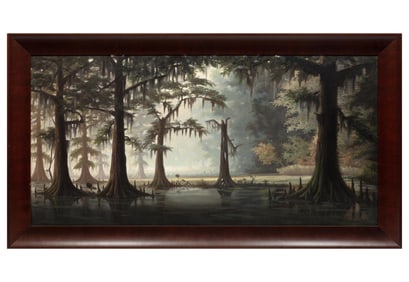 R.C. Davis, American/Louisiana b. 1950, "Bayou Landscape", oil on canvas