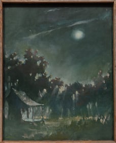 Don Wright, American/Louisiana 1938-2007, ?Louisiana Landscape in the Moonlight?, oil on canvas