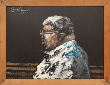 Noel Rockmore, American/Louisiana 1928-1995, ?Percy Humphrey, Trumpet Player (1905-1995)?, acrylic