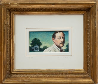 Michael J. Deas, American/Louisiana b. 1956, "Tennessee Williams", watercolor and mixed media on