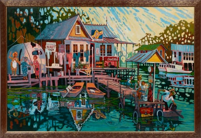 Earl Hébert, American/Louisiana 1942-2006, "Reflections on the Bayou", oil on canvas