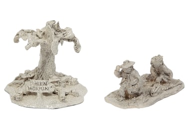 Steele Burden, American/Louisiana 1900-1995, "Watermelon Gatherers" and ?Men Working?, 2 crackle