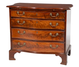 Georgian-Style Carved Mahogany Serpentine Chest