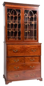 Georgian Inlaid Mahogany Secretary Bookcase