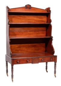 William IV Carved Mahogany Waterfall Bookcase