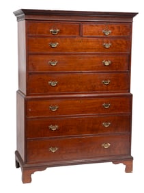 Georgian Carved Mahogany Chest on Chest